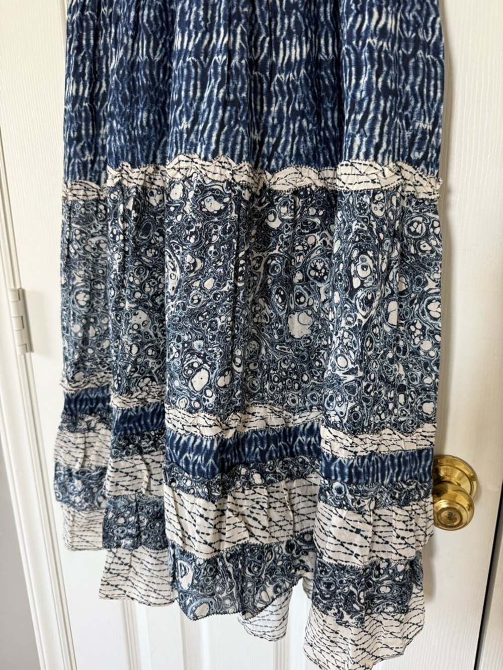Ulla Johnson Kiri Ruffle Patchwork Midi Dress Indigo Size 4 - Picture 6 of 12